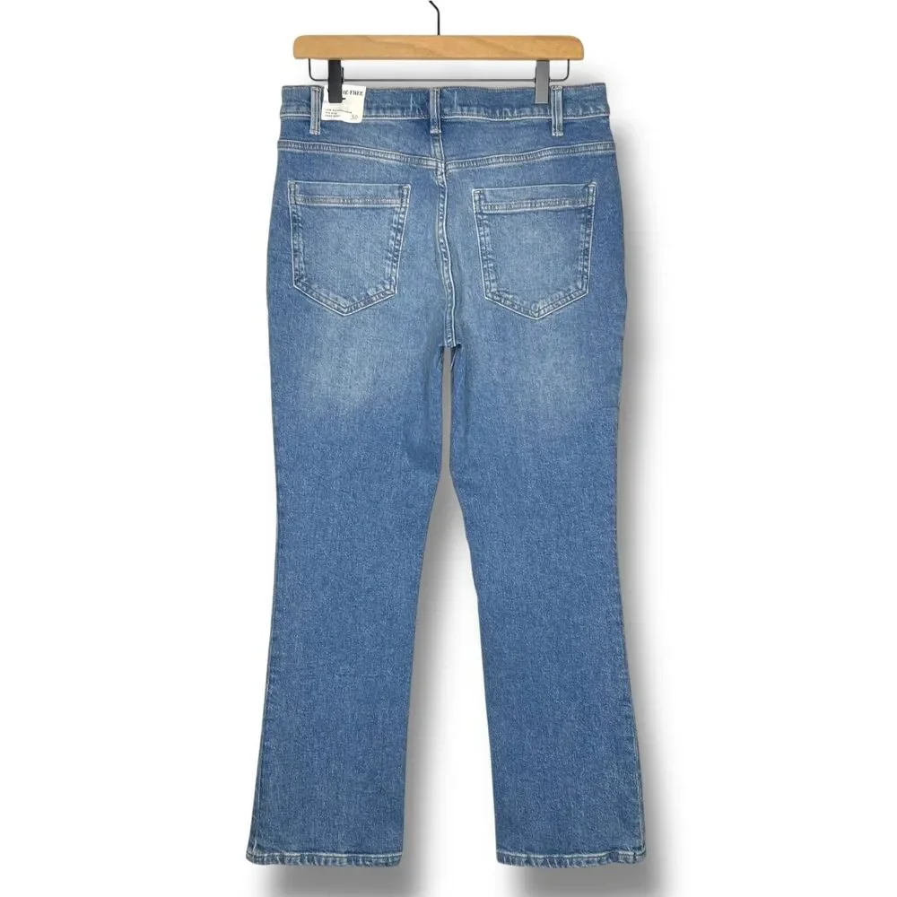 We The Free People Low Maintenance Crop Boot Denim Jean Blue Mid Rise Boho New - Picture 9 of 14